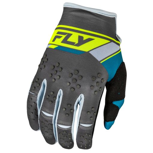 Fly 2024 Kinetic Prix Motocross Gloves (Charcoal/Hi-Viz)