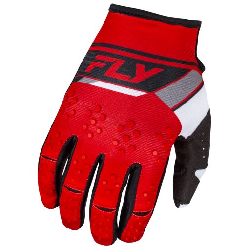 Fly 2024 Kinetic Prix Motocross Gloves (Red/Grey/White) Adults