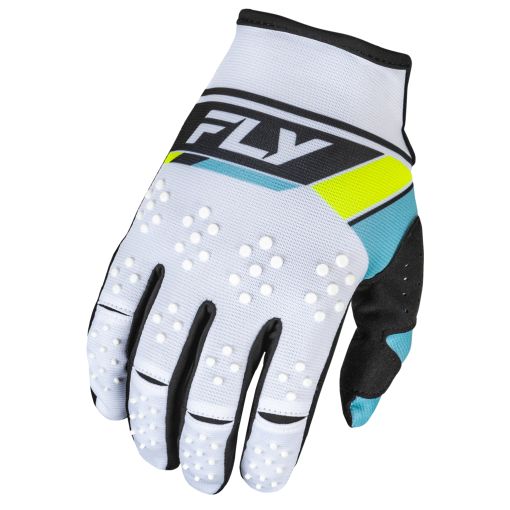 Fly 2024 Kinetic Prix Motocross Gloves (White/Black/Hi-Viz)