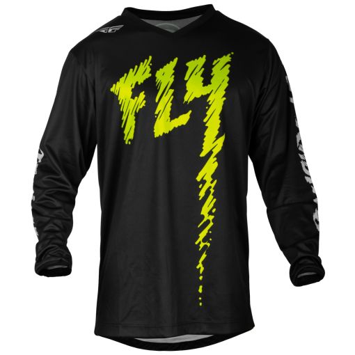 Fly 2024 Youth F16 Motocross Jersey (Black/Neon/Green/Light Grey)