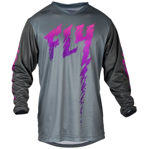 Fly 2024 Youth F16 Motocross Jersey (Grey/Charcoal/Pink)