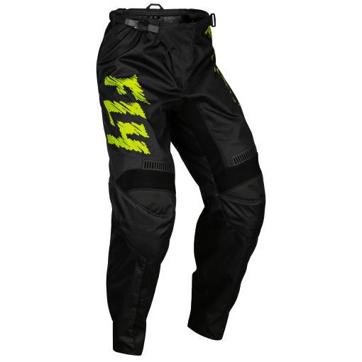 Fly 2024 Youth F16 Motocross Pants (Black/Neon Green/Light Grey)