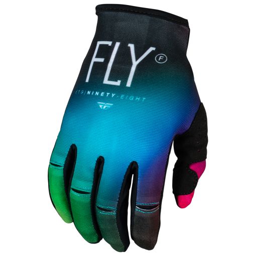 Fly 2024 Youth Kinetic Prix Motocross Gloves (Fuschia/Electric Blue/Hi-Viz)