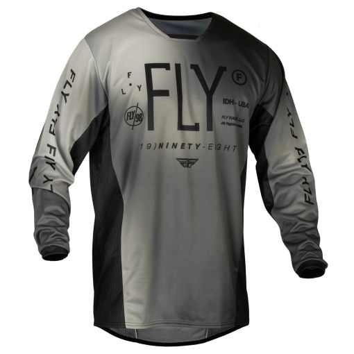 Fly 2024 Youth Kinetic Prodigy Motocross Jersey (Black/Light Grey)