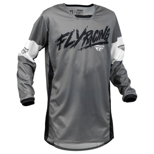 2023 Fly Racing Kids Youth Kinetic Khaos Motocross Jersey (Grey/Black/White)