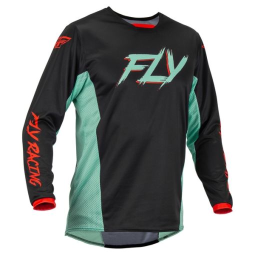 2023 Fly Racing Kinetic S.E. Rave Adult Motocross Jersey (Black/Mint/Red)