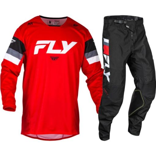 2024 Fly Racing KINETIC PRIX Youth Motocross Gear Red Grey White 