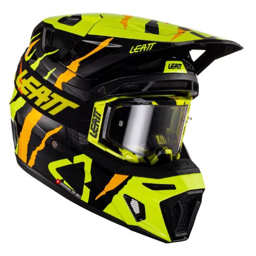 2023 Leatt Motocross Helmet Moto 8.5 V23 Citrus Tiger + 5.5 Goggles + Bag
