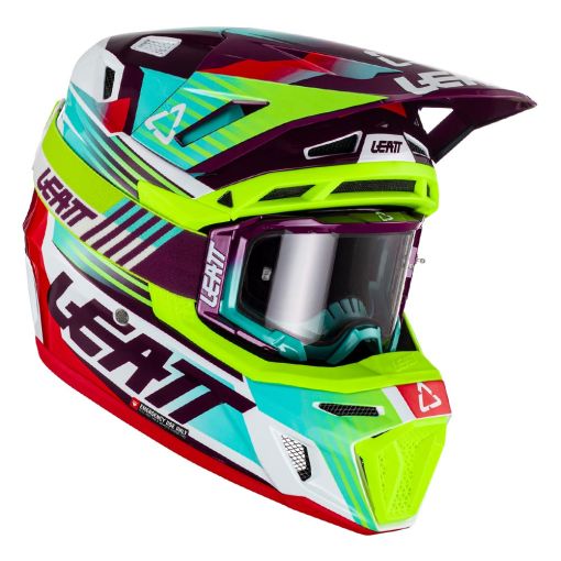 2023 Leatt Motocross Helmet Moto 8.5 V23 Neon + 5.5 Goggles + Bag