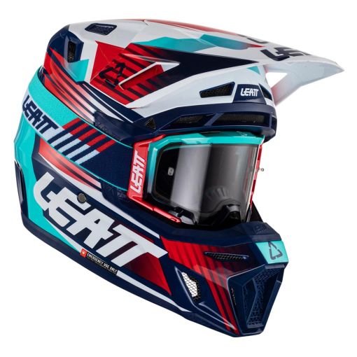 2023 Leatt Motocross Helmet Moto 8.5 V23 Royal + 5.5 Goggles + Bag