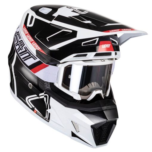 2024 Leatt Motocross Helmet Moto 7.5 V24 Black White + 4.5 Goggles