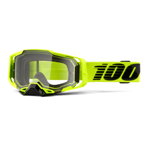 100% Armega Nuclear Citrus Yellow Motocross Goggles with Clear Lens