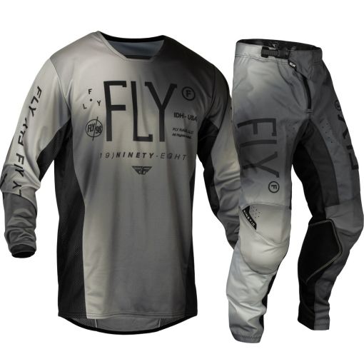 2024 Fly Racing KINETIC PRODIGY Motocross Gear Black Light Grey Hi Viz Youth