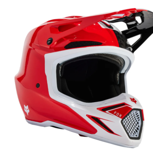 2024* Fox V3 RS OPTICAL Motocross Helmet Red with Helmet Bag & Spare Peak 