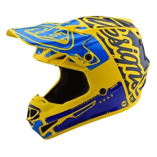 Troy Lee Designs FACTORY SE4 MIPS COMP Motocross MX Helmet Yellow Blue