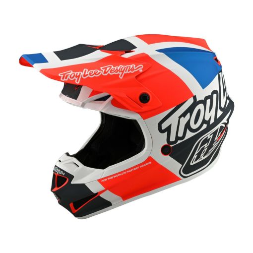 SPRING 22 Troy Lee Designs TLD Motocross SE4 Polyacrylite Helmet Quattro Orange / Blue