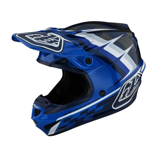 SPRING 22 Troy Lee Designs TLD Motocross SE4 Polyacrylite Helmet Warped Blue