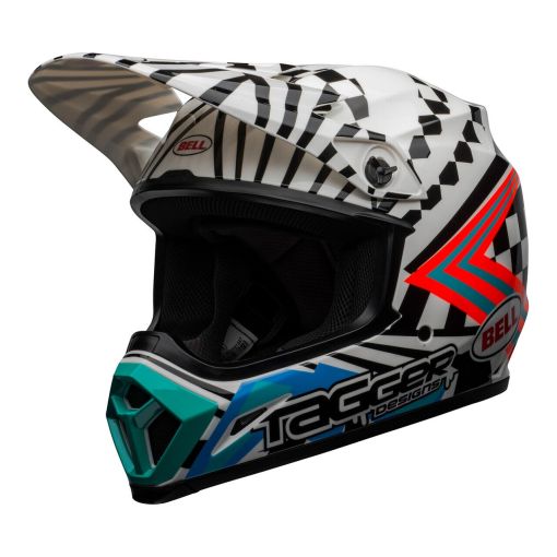 2022 Bell MX9 MIPS Motocross Helmet TAGGER CHECK ME OUT Gloss White Black