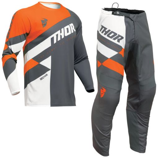2024 Thor Sector Checker Youth Kids Motocross Gear Charcoal Orange 