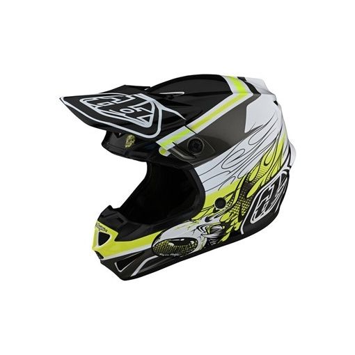 SPRING 22 Troy Lee Designs TLD Motocross SE4 Polyacrylite Helmet Skooly Black / Yellow