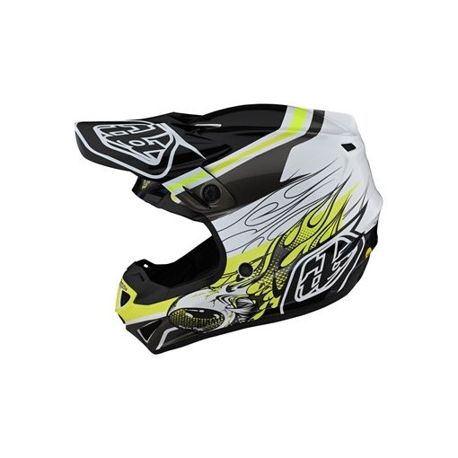 2022 Troy Lee Designs TLD Motocross Youth SE4 Polyacrylite Helmet Skooly Black / Yellow
