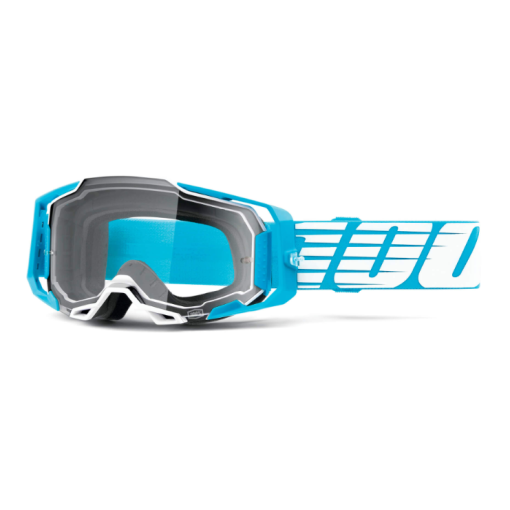 100% Armega Sky Blue Motocross Goggles with Clear Lens