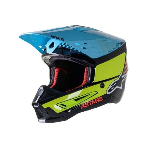2022 / Alpinestars SM5 S-M5 SPEED Motocross Helmet Black Yellow Light Blue