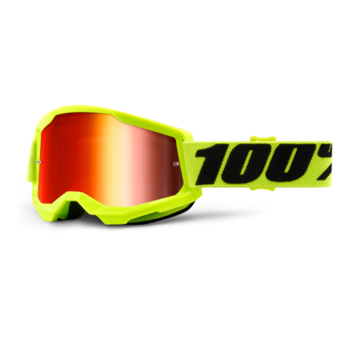 100% Strata Gen 2 Motocross Goggles Yellow Mirror Red Lens