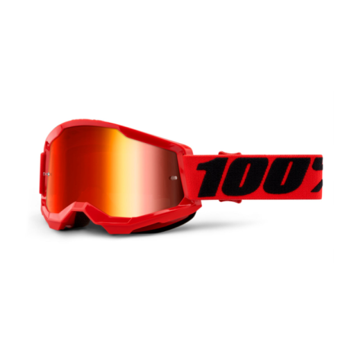 100% Strata Gen 2 Motocross Goggles Red Mirror Red Lens