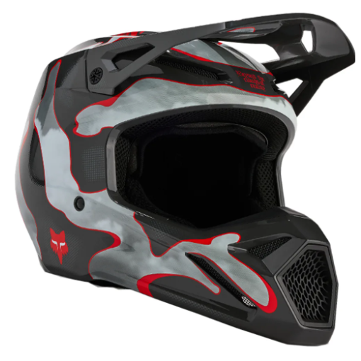 2024* Fox Youth V1 Atlas Motocross Helmet (Grey/Red)