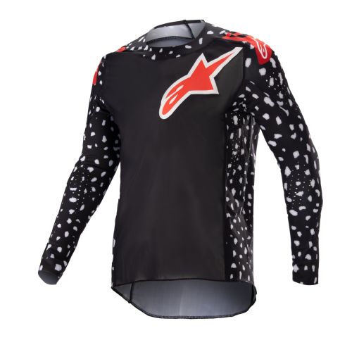 2023  Alpinestars Racer NORTH Youth Motocross Jersey BLACK NEON RED